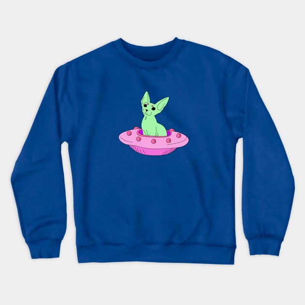 Cat and ufo Crewneck Sweatshirt by My Happy-Design